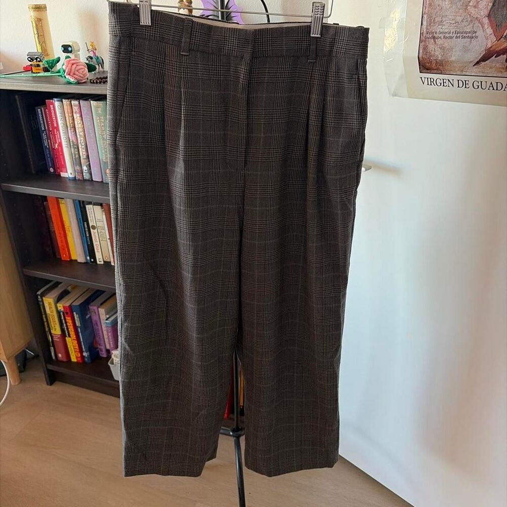 Aritzia Wilfred The Effortless Pant Cropped (Re)fined Gray Plaid Trouser Women's